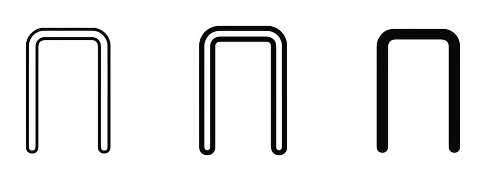 Staple Icons Set: Simple Line Art, Outline, and Solid Black Vector Graphics for Office and Design