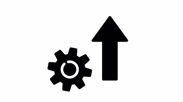 gear arrow up solid icon animation with alpha channel