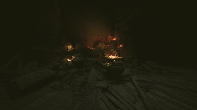 Smoldering vehicle wreckage at night, orange flame and smoke rising from twisted metal on deserted road, cinematic tension suggesting recent explosion or ambush