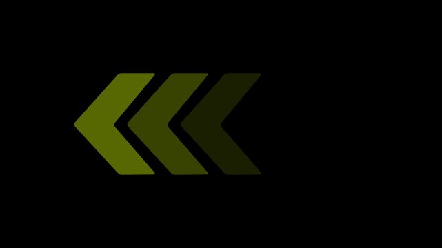 Yellow swipe up pointing solid arrow icon. Up direction animated arrow on black background
