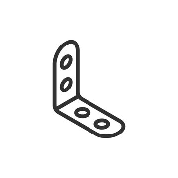 L bracket, linear style icon. Mounting bracket and fixing support. Editable stroke width