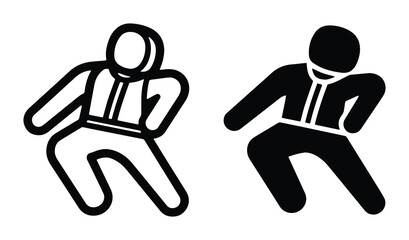 Skydiver Icon Set, Freefall Silhouette, Parachuting Symbol, Extreme Sports Vector Graphic, Adventure Activity Illustration © Mou