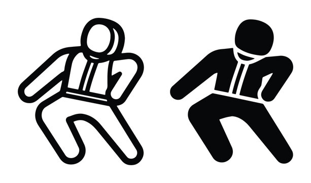 Skydiver Icon Set, Freefall Silhouette, Parachuting Symbol, Extreme Sports Vector Graphic, Adventure Activity Illustration