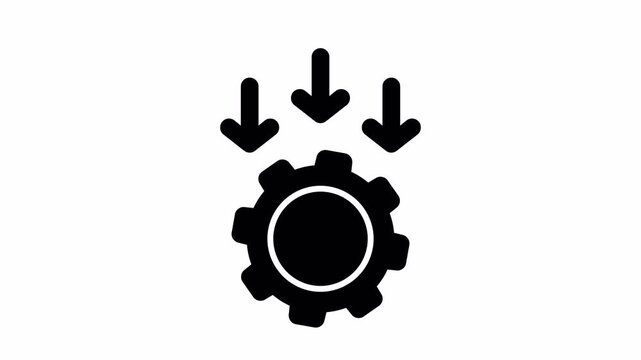 three arrow down with gear solid icon animation with alpha channel
