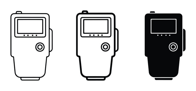 Light Meter Icons, Photography Tools, Digital Exposure Meter Set, Black and White Vector Graphics
