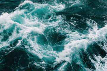 Fototapeta premium Dynamic Ocean Waves Crashing Against Rocky Shoreline, Combining Sea Foam and Raw Power with a Sense of Turbulent Beauty