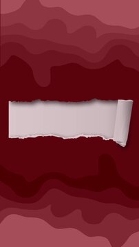 A creative animation showing layered red waves with a central torn paper strip peeling away.
The effect reveals a blank space designed for text or graphic insertion, making it ideal for presentations,