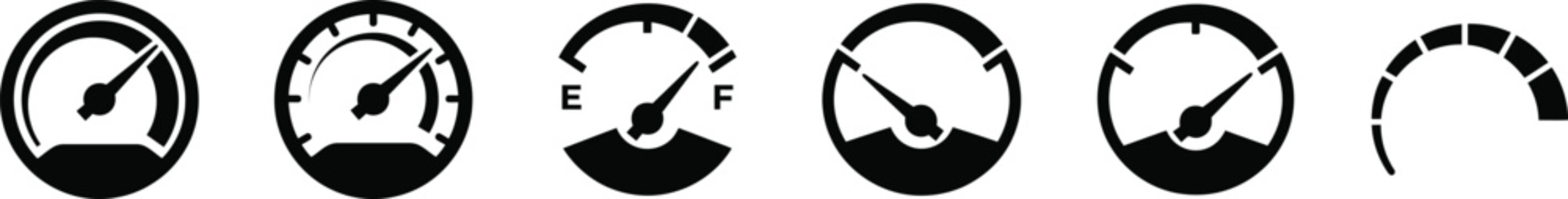 Fuel gauge icons set empty to full levels illustration