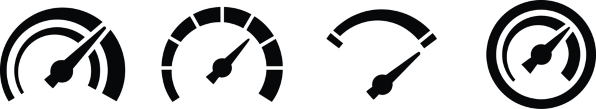 Speedometer icons set gauge indicators velocity measurement symbols