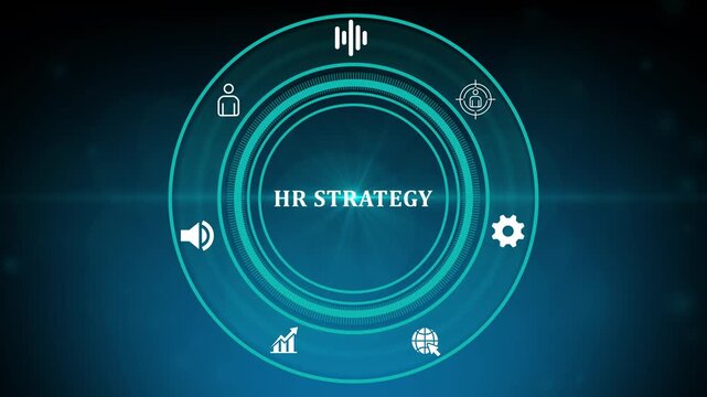 H R M human resources management concept flowchart process arrows data flow digital network technology abstract background