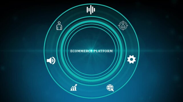 Modern E-Commerce Platform Enabling Seamless optical light and Digital Business Transactions.4k motion graphics video animation