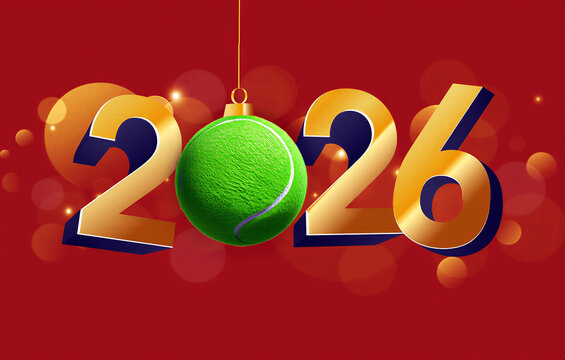Festive holiday decoration featuring a tennis ball as a christmas ornament for new year celebration