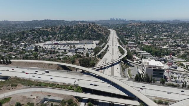 Freeway 2 and 134 Glendale California Drone Aerial View
