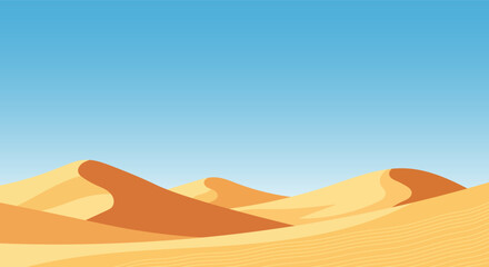 Vast desert landscape with rolling sand dunes under a clear blue sky © Volodymyr Hankevych
