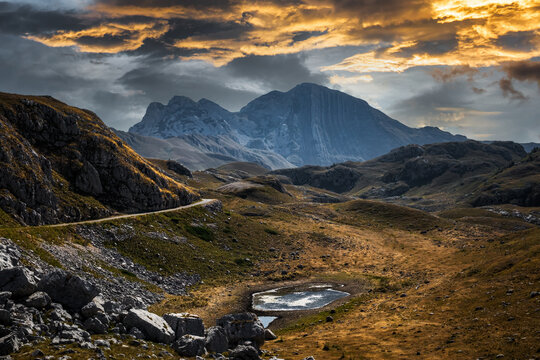 An unusual mountain peak called Prutas on Mount Durmitor in Montenegro