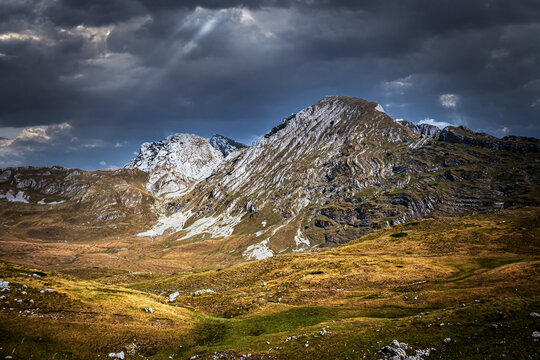 An unusual mountain peak called Prutas on Mount Durmitor in Montenegro
