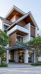 Fototapeta premium Modern Luxury Residential Home with Contemporary Architecture and Elegant Exterior Design