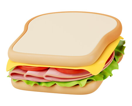 PNG 3D sandwich food, element illustration, transparent background