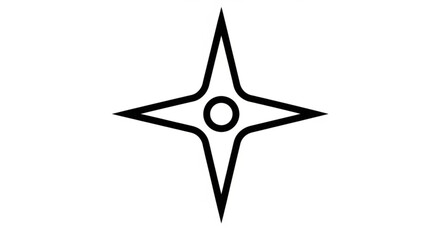 Obraz premium Compass Rose Black Outline Symbol Isolated on White Background Vector Graphic