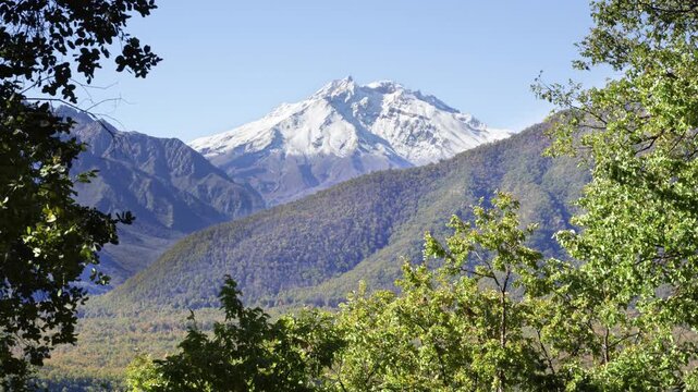 Maule Region, Chile - May 9, 2026: Volcano, Nevado de Longavi, seen from the La Balsa sector, Parral commune.