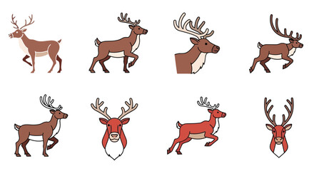 reindeer illustrations in various poses and styles high quality professional detailed © Ferdous_Studio1989