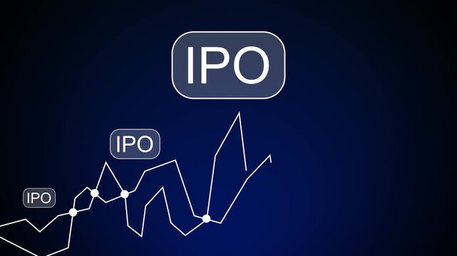 Businessman presses button ipo Initial Public Offering diagram online network.4k motion video