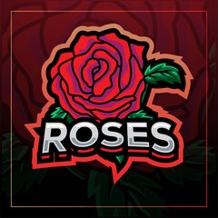 Roses flower esport mascot logo design © REYYARTS
