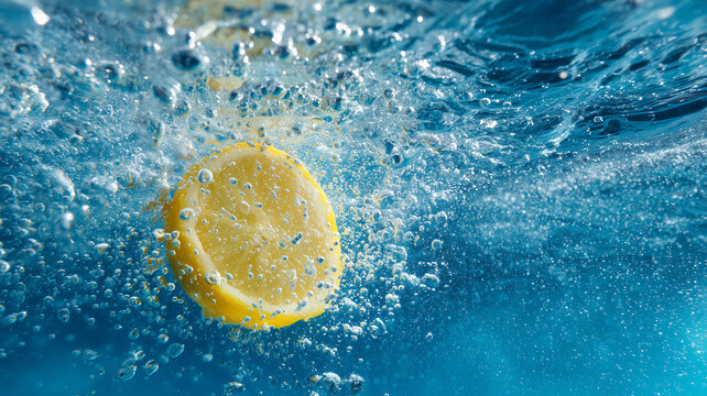 A SLICE OF LEMON THAT JUST FELL INTO THE WATER