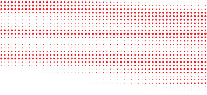 Red halftone dot pattern background with horizontal lines, vibrant abstract geometric texture, modern color vector graphic design
