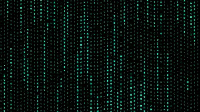Matrix Style Digital Rain with Falling Green Characters Animation Background Loop 4k video