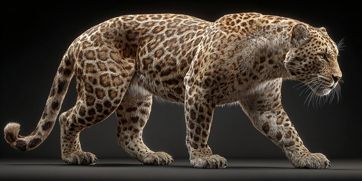 Leopard Full Body 3D Model on Black Background