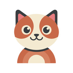 Fototapeta premium Cute Cat Cartoon Character, Flat Vector Kitten Icon
