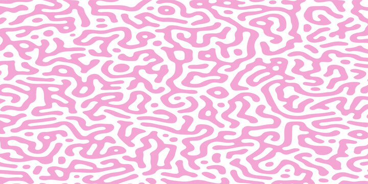 Pink and white abstract turing pattern, seamless organic turing mechanism or reaction-diffusion texture background. Natural reaction diffusion mechanism, coral, or cellular biology