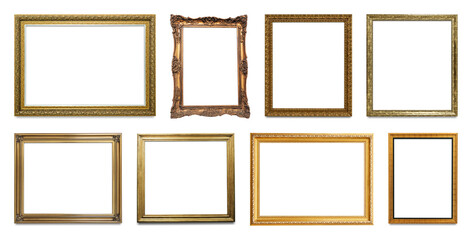 PNG Elegant vintage gold frames collection on transparent background © Rawpixel.com