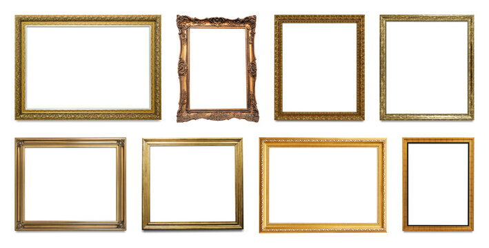 PNG Elegant vintage gold frames collection on transparent background