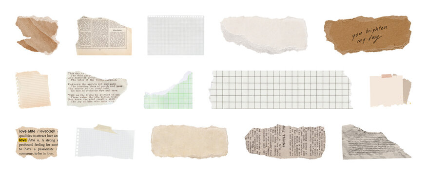 PNG Vintage torn paper collection on transparent background