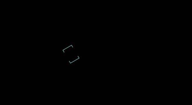 Minimalist digital interface loading animation with geometric brackets animation