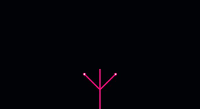Minimalist digital network node animation with glowing pink data lines animation