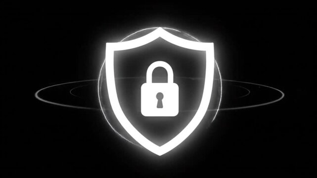 Digital Security Shield Icon with a Lock Symbol Representing Online Protection and Data Privacy in a Cyber World