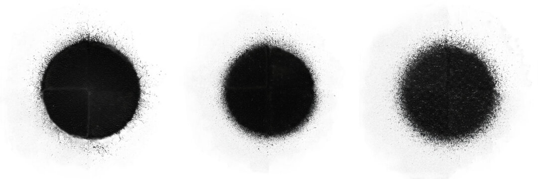 Collection of Abstract Black Ink Splatter and Spray Paint Dots, Grunge Texture Elements Isolated on White Background for Urban Design and Artistic Effects