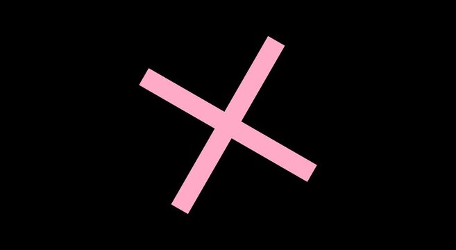 Minimalist geometric cross shape animation with dynamic color transitions animation