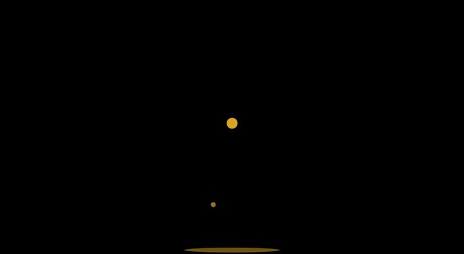Minimalist gold bouncing ball motion loop on animation black background