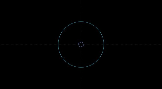 Minimalist hud circle interface animation with pulsing geometric center animation