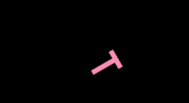 Minimalist letter t motion animation on animation black background