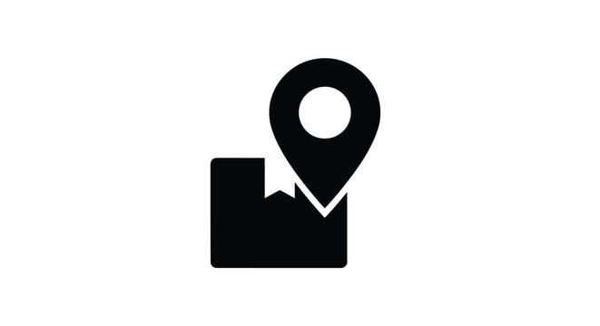 Simple flat black map pin icon on a for location or navigation purposes