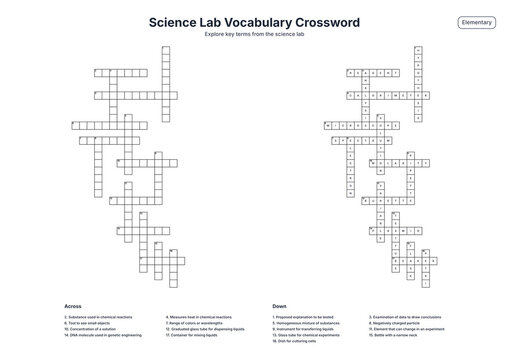 Science Lab Vocabulary Crossword - Elementary