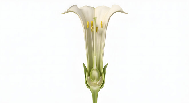 Scientific 3D Cross-Section of a Trumpet Flower Anatomy Revealing the Nectary Gland