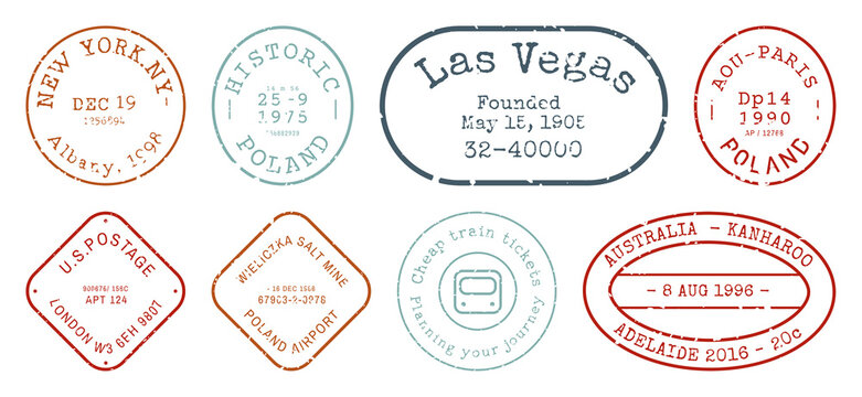 PNG Vintage passport stamp collection on transparent background