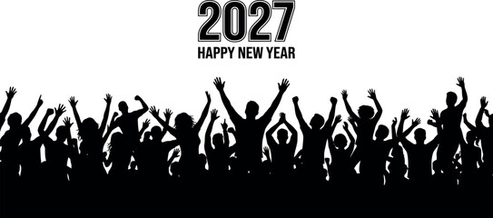Obraz premium 2027 happy new year celebration silhouette