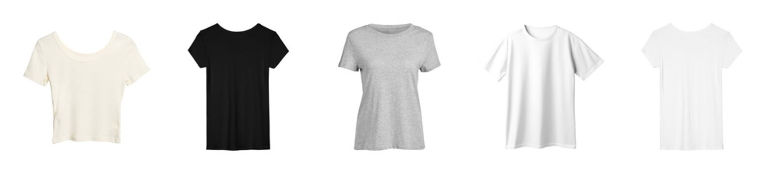 PNG Variety of basic t-shirt designs on transparent background